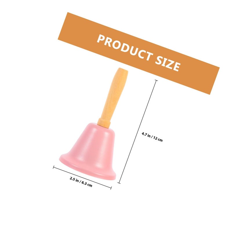 Pink Metal Hand Bell with Wood Handle 6.5cm Diameter for Festive Decor Party Customer Service - Image 3
