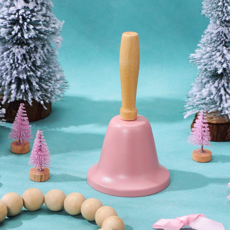 Pink Metal Hand Bell with Wood Handle 6.5cm Diameter for Festive Decor Party Customer Service - Image 5
