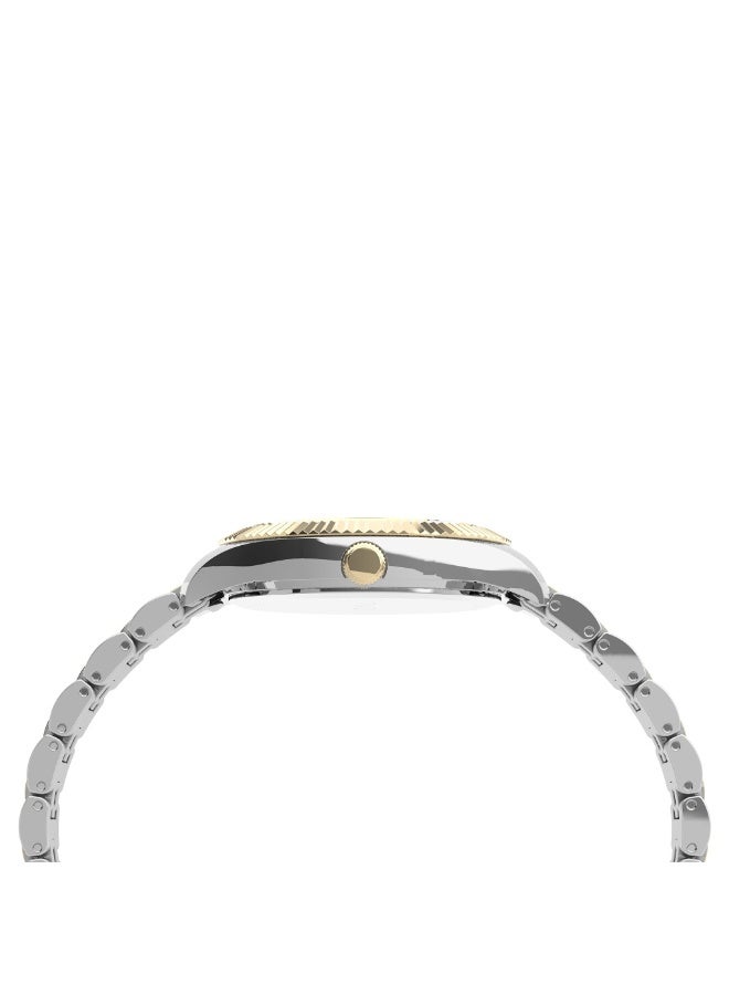 تيميكس ساعة TIMEX للنساء بهيكل من الفولاذ المقاوم للصدأ الفضي وسوار من الفولاذ المقاوم للصدأ الفضي والذهبي - Image 2