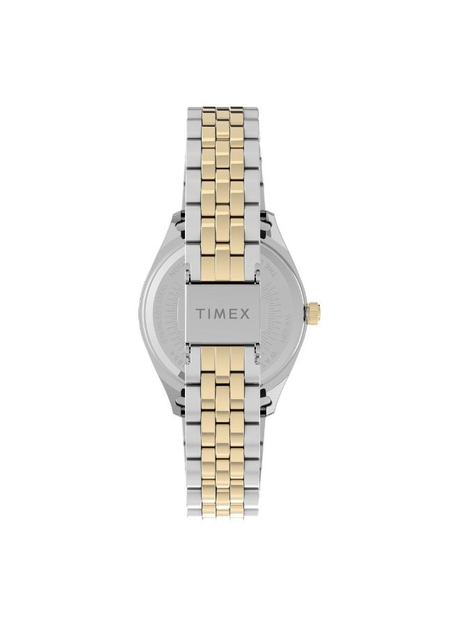 تيميكس ساعة TIMEX للنساء بهيكل من الفولاذ المقاوم للصدأ الفضي وسوار من الفولاذ المقاوم للصدأ الفضي والذهبي - Image 3