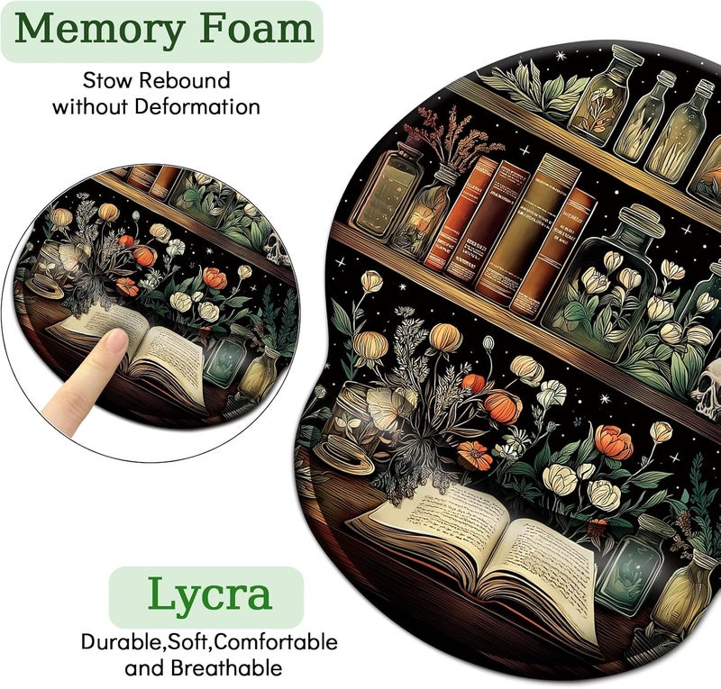 LIMKRIAN Mouse Pad with Wrist Rest, Goth Book Ergonomic Mouse Pad Wrist Support with Non-Slip Pain Relief PU Base, Funny Laptop Computer Mousepad, Gothic Skull Office Home Desk Accessories Decor - Image 5