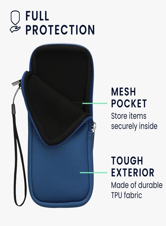 kwmobile Neoprene Phone Pouch Size XXL - 7" - Universal Cell Sleeve Mobile Bag with Zipper, Wrist Strap - Baltic Blue - Image 3