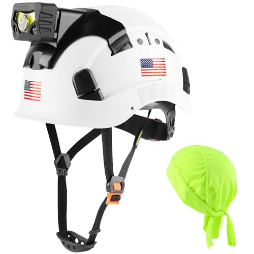 GREEN DEVIL Safety Hard Hat with Rechargeable Headlamp Light Men Vented Work Hardhat ANSI Z89.1 Approved Cascos de Construccion Ideal for Industrial Construction Helmet Liner Included - Image 1