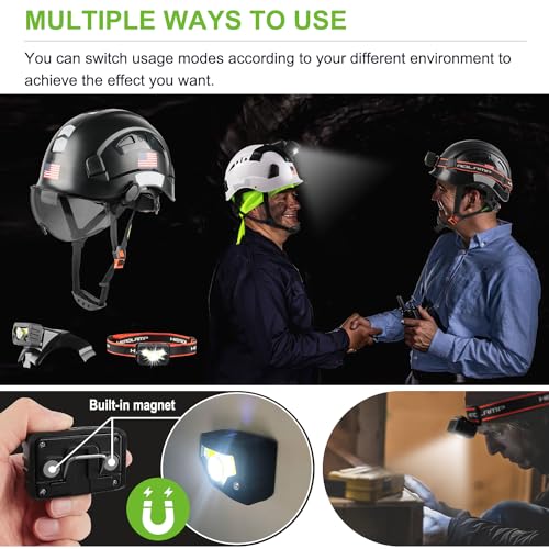 GREEN DEVIL Safety Hard Hat with Rechargeable Headlamp Light Men Vented Work Hardhat ANSI Z89.1 Approved Cascos de Construccion Ideal for Industrial Construction Helmet Liner Included - Image 3