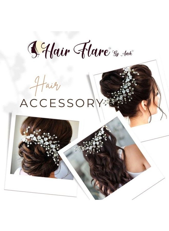 Hair Flare - Small White Rose Flowers With White Stone And Pearls Bridal Hair Pin/Hair Accessories For Women And Girls 2395 - Image 1