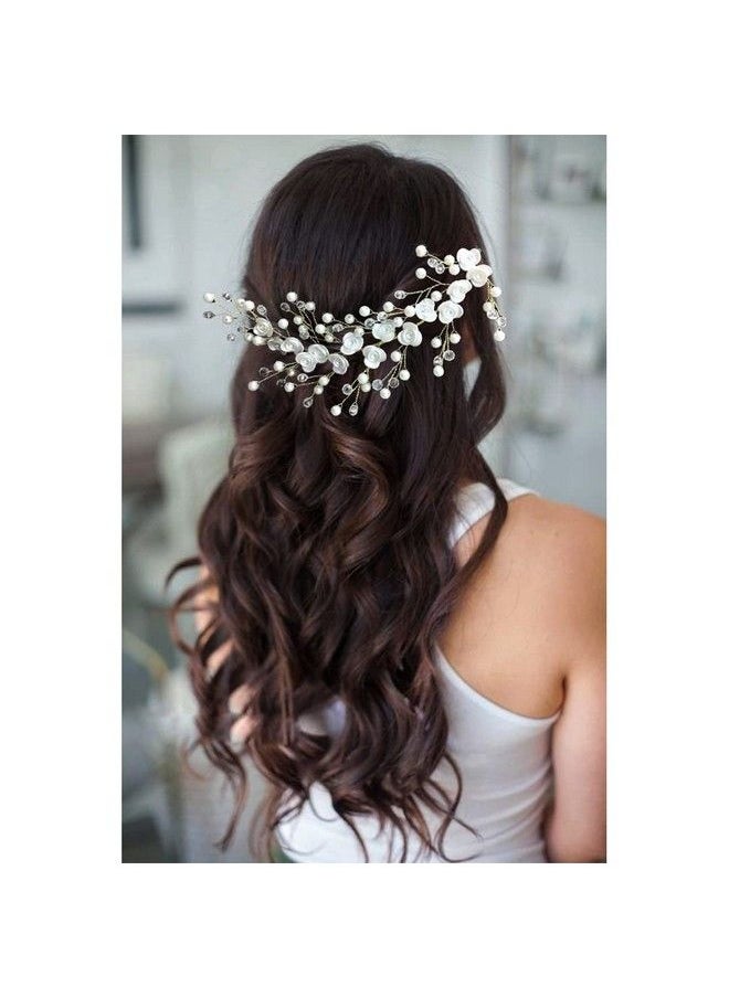 Hair Flare - Small White Rose Flowers With White Stone And Pearls Bridal Hair Pin/Hair Accessories For Women And Girls 2395 - Image 1
