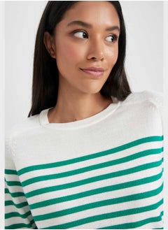 DeFacto Regular Fit Crrew Neck Stripe Detail Sweater  - Image 3