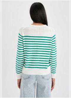 DeFacto Regular Fit Crrew Neck Stripe Detail Sweater  - Image 2