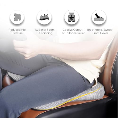 CUSHIO Car Seat Cushion Combo | Car Wedge & Backrest Cushion Combo | Posture Correction | Ergonomic Back & Seating Support | Driving & Daily Commutes | Universal Fit (Grey) - Image 4