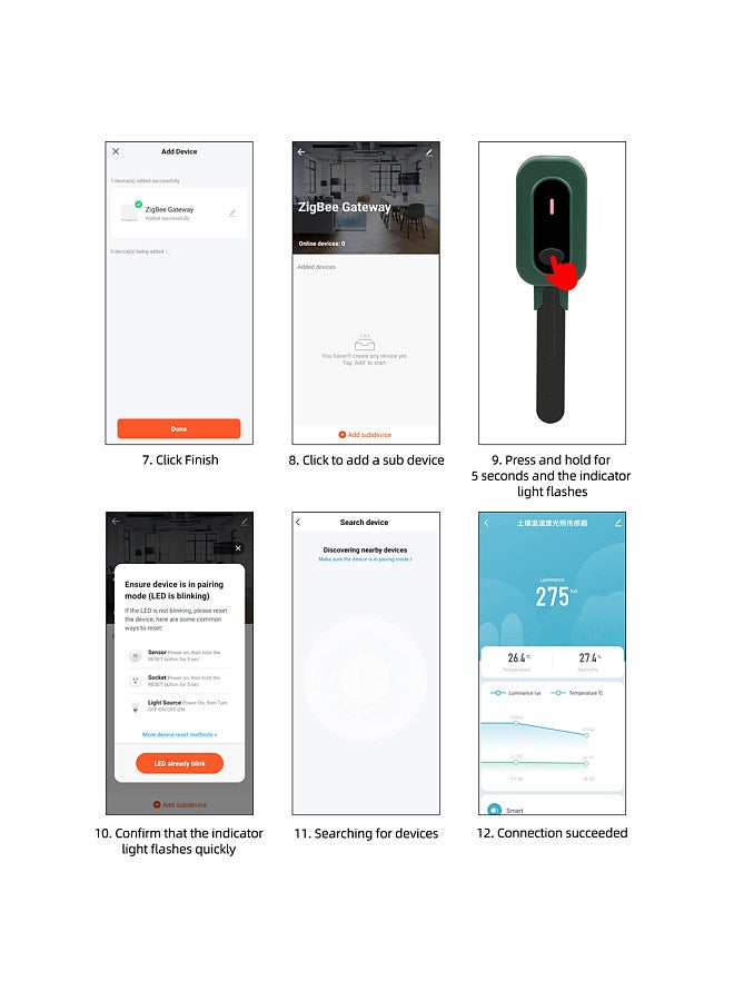 Generic Tuya Zigbee Wireless Soil Moisture Meter Intelligent Temperature Humidity Sunlight Tester Mobilephone APP Control Practical Soli Analyzer Versatile Gardening Tool for Garden Farmland Planting  - Image 3
