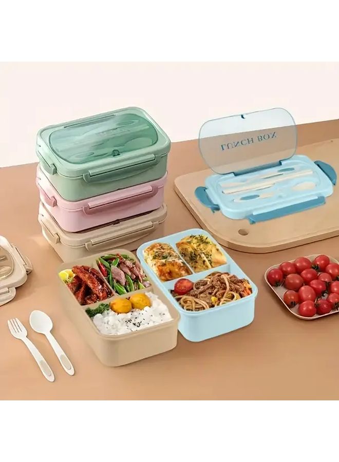 Pink Leak Proof Lunch Box With Secure Locking Lid BPA Free Microwave Safe 3 Compartment - Image 1
