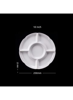 NIBEMINENT Melamine grid plate restaurant household white plastic multi-grid plate five-grid candy snack fruit melon seed plate wholesaleG36005-10-inch five grid plate G36005-10-inch five grid plate 