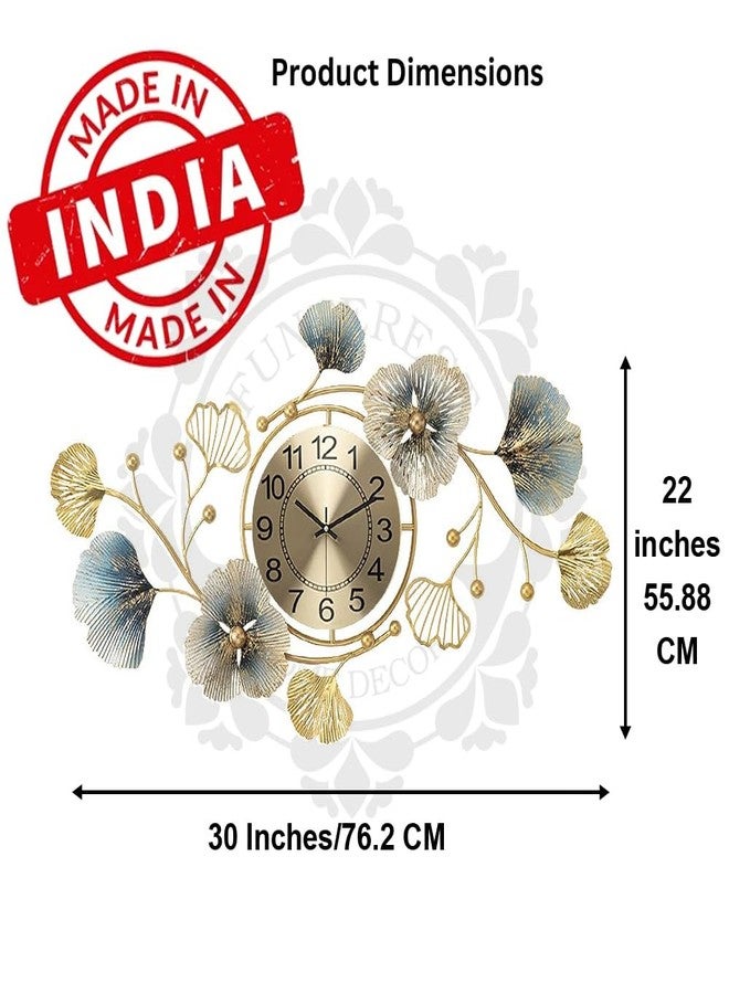 FUNTEREST Handcrafted Wall Clock Classic Stylish Wall Art Silent Movement Metal Wall Clock Home Décor Analog Clock For Living Room, Bedroom Non Ticking Quartz Mechanism (30X20") (Aws-3), multi Color - Image 2