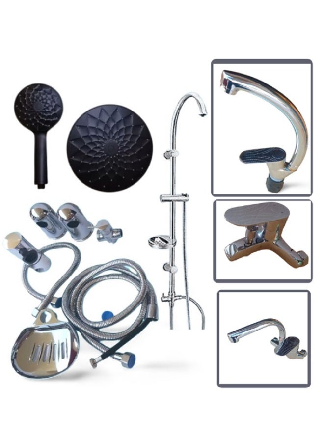 Kitchen sink mixer with bathtub mixer with basin mixer and wall shower - Image 1