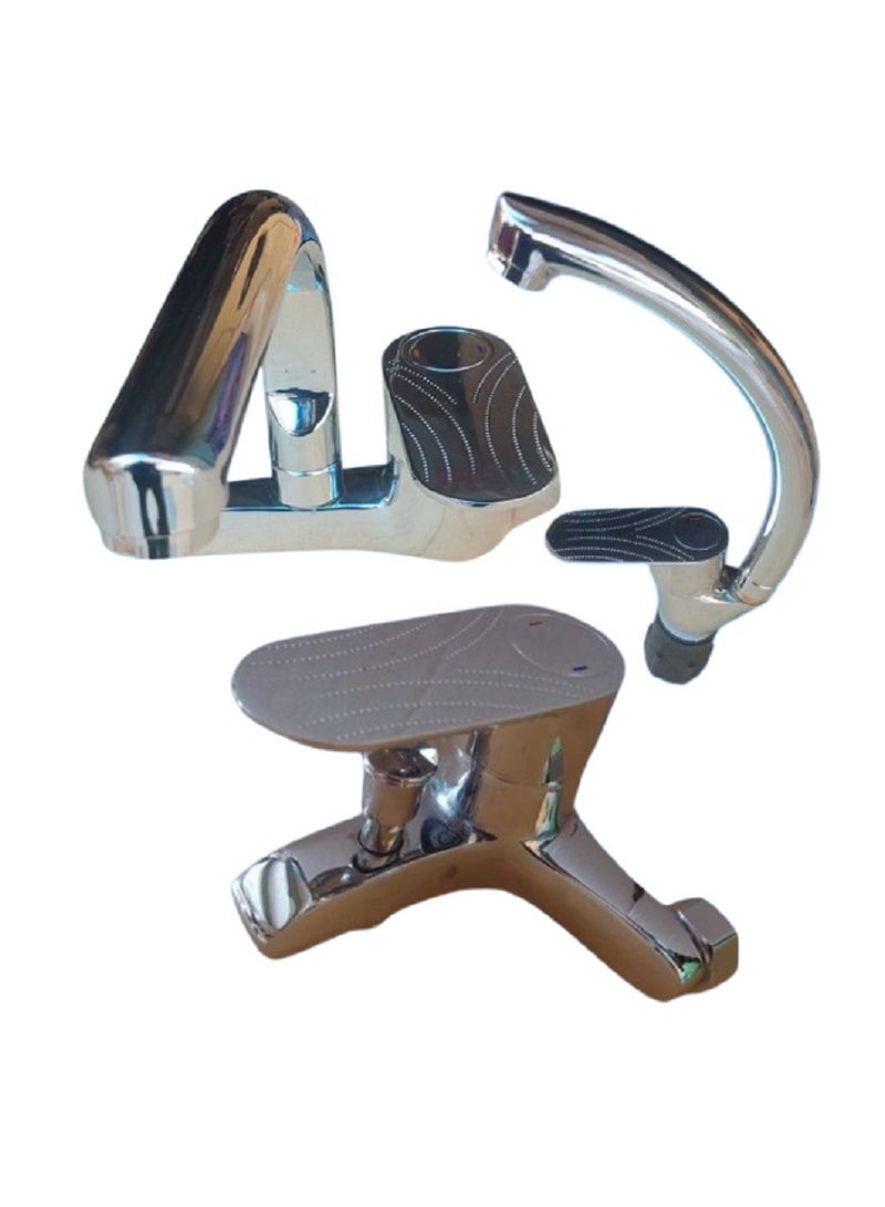 Kitchen sink mixer with bathtub mixer with basin mixer and wall shower - Image 2