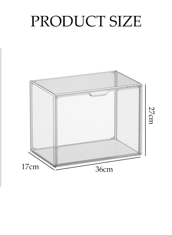 DUNISO 2 Pcs Clear Handbag Storage Organizers,Plastic Display Case,Stackable Bag Container Box with Magnetic Door,Dustproof and Moistureproof,for Book, Cosmetic,Toys, Handbag,Shoes - Image 2