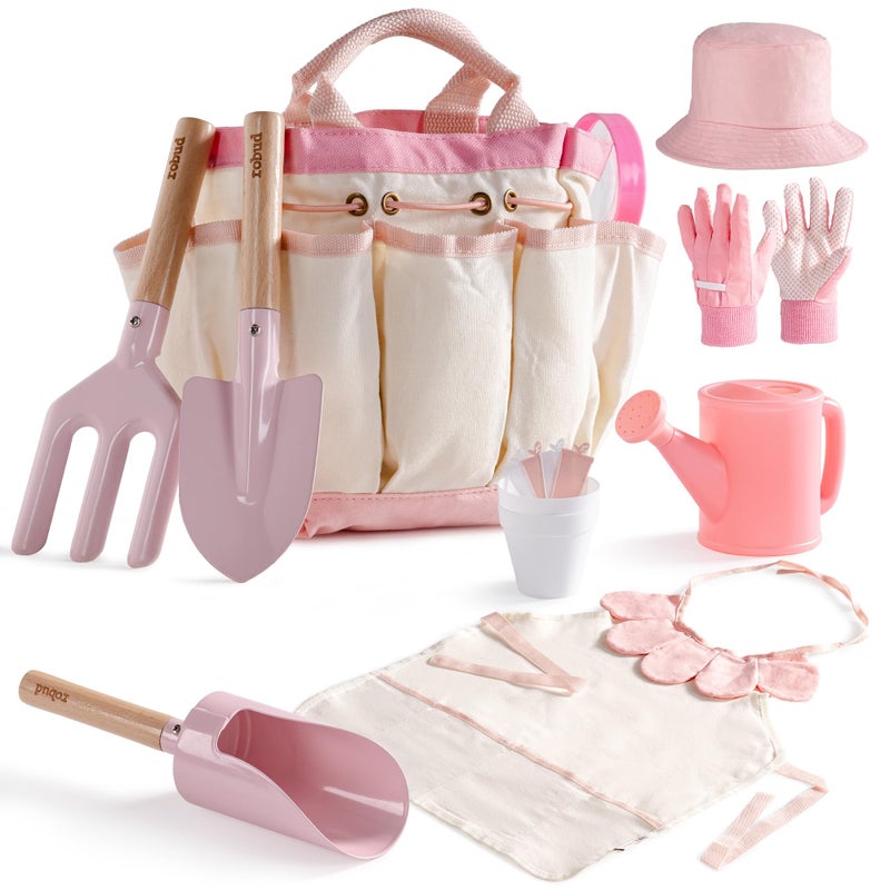 ROBUD Kid Gardening Set Wooden Garden Tool for Kid Garden Tool Kit with Tool Storage Bag Apron Gloves Montessori Toys for Kids to be Closed to Nature WRP51 - Image 3
