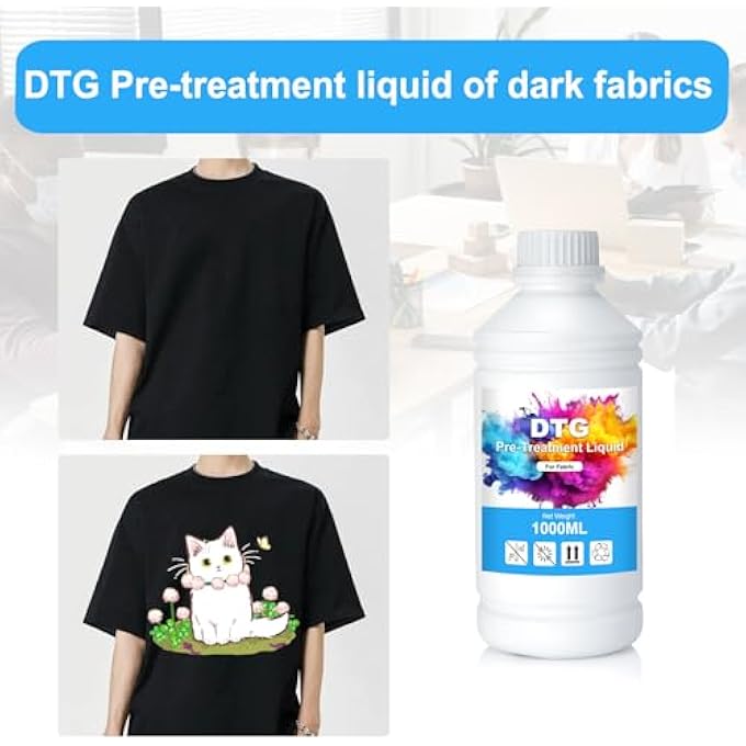 DTG PRE-TREATMENT INK FABRIC FOR DIRECT TO GARMENT PRINTING INK DIGITAL TEXTILE AND MORE PRINTING REFILL FOR SURECOLOR F2000 F2100 P600 P800 AND ALL E-PN DTG PRINTERS 1000ML - Image 2