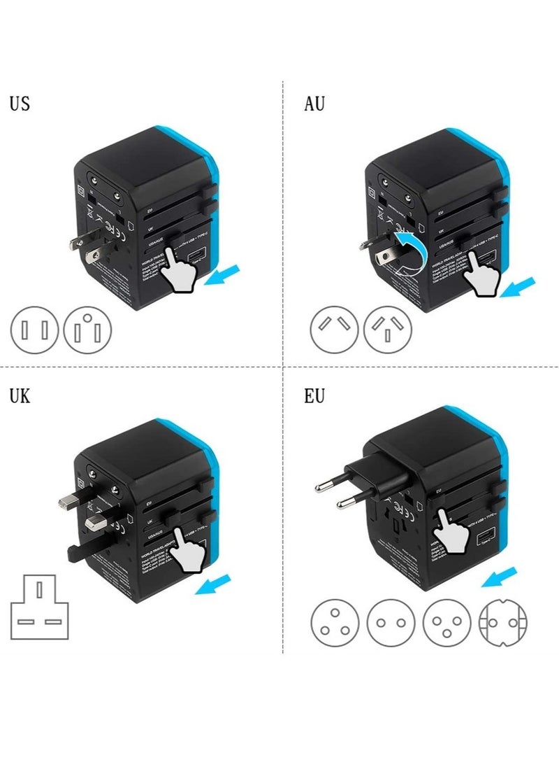 KASTWAVE - Travel Adapter International Universal Travel Plug Adapter Fast Wall Charging AC Socket International Power Adapter with 5.6A Smart Power and 3.0A USB Type C for over 175 Countries - Image 1