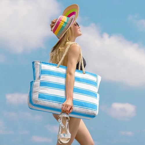 Becokan Beach Bags for Women Large Waterproof Beach Tote Bag Zipper Beach Bags Waterproof Sandproof Swim Pool Bag Large Tote - Image 3
