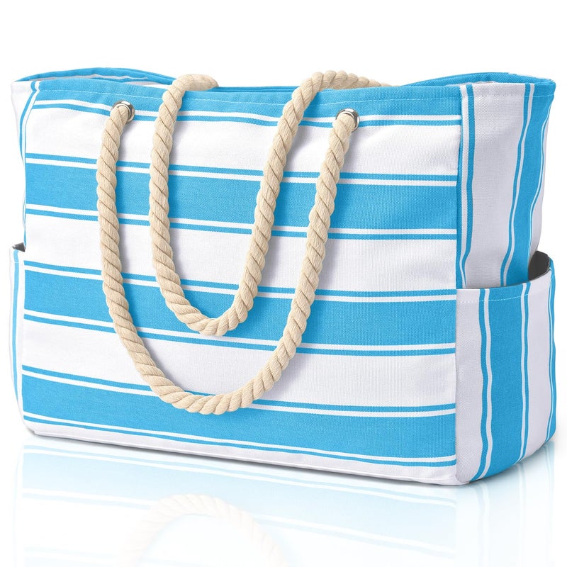 Becokan Beach Bags for Women Large Waterproof Beach Tote Bag Zipper Beach Bags Waterproof Sandproof Swim Pool Bag Large Tote - Image 2