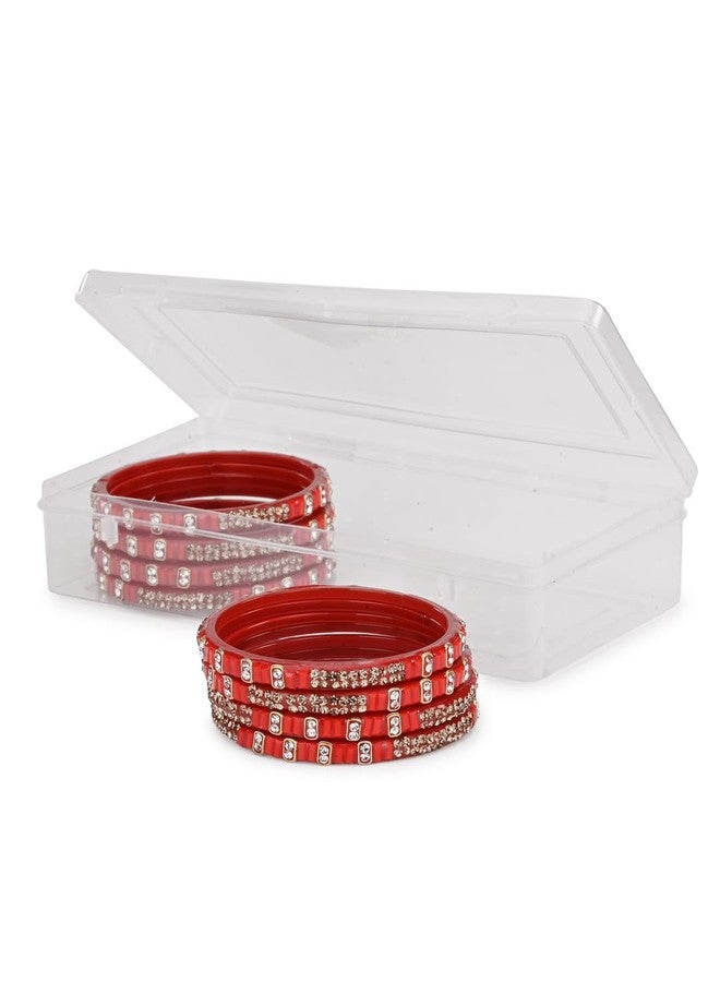 AFAST Fashionable Glass Bangles/Kada- Perfect For Wedding, Party, Anniversary And Functions, Combo Of 2 Set, Each Set In 4 Bangles, Blue, Red - Image 4