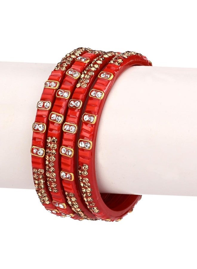 AFAST Fashionable Glass Bangles/Kada- Perfect For Wedding, Party, Anniversary And Functions, Combo Of 2 Set, Each Set In 4 Bangles, Blue, Red - Image 3