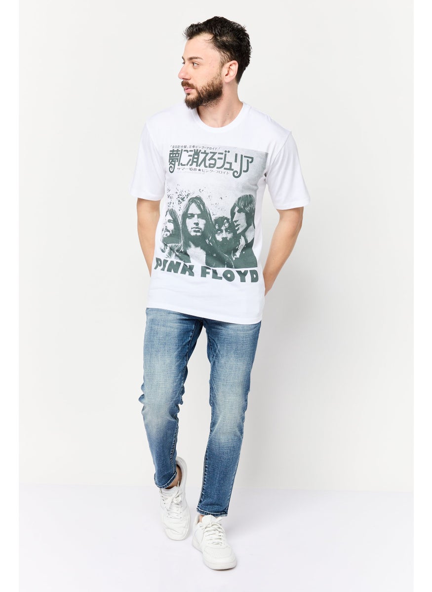 PINK FLOYD Men Crew Neck Short Sleeve Printed T-Shirts, White  - Image 2