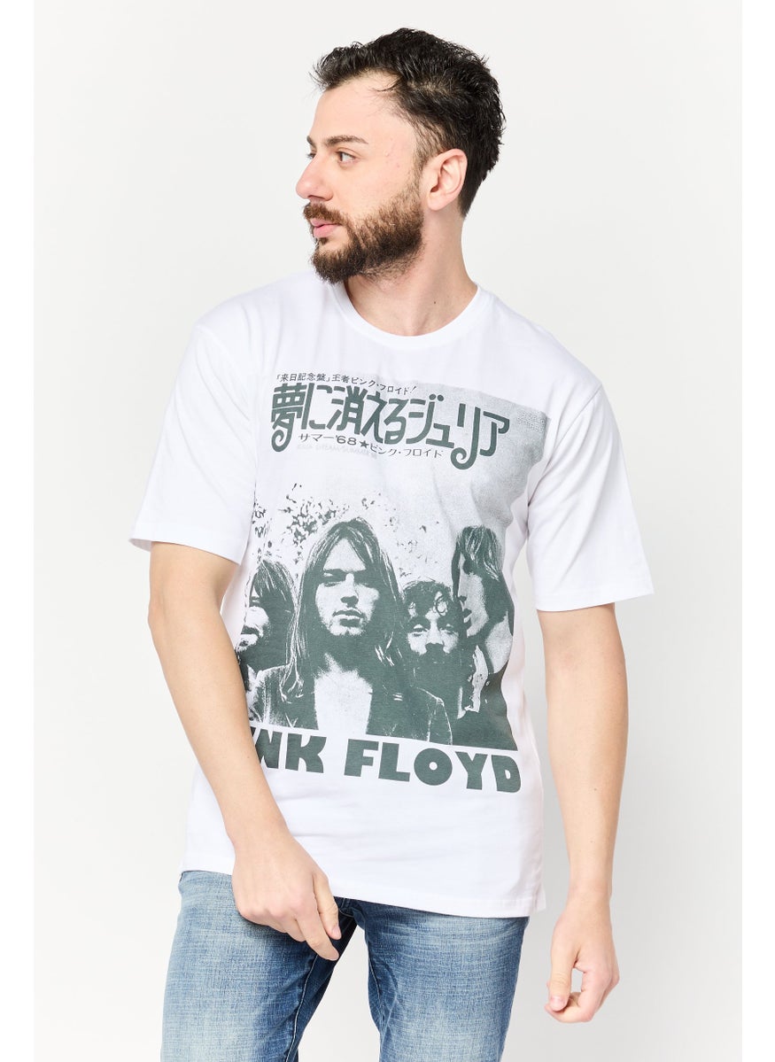 PINK FLOYD Men Crew Neck Short Sleeve Printed T-Shirts, White  - Image 1
