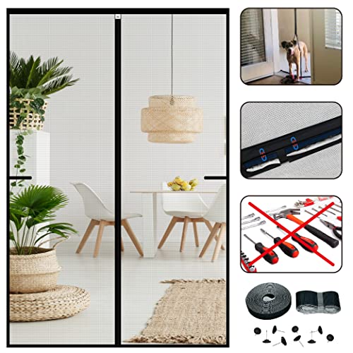 CHIYUNS Screen Door Mesh Magnetic Closure 38 x 82 inch, Self Closing Fiberglass Mosquito Net with Magnet for Doors, Heavy Duty Bug Fly Screens Curtain for Doorway, Keep Bugs Out, Pet Friendly - Image 1