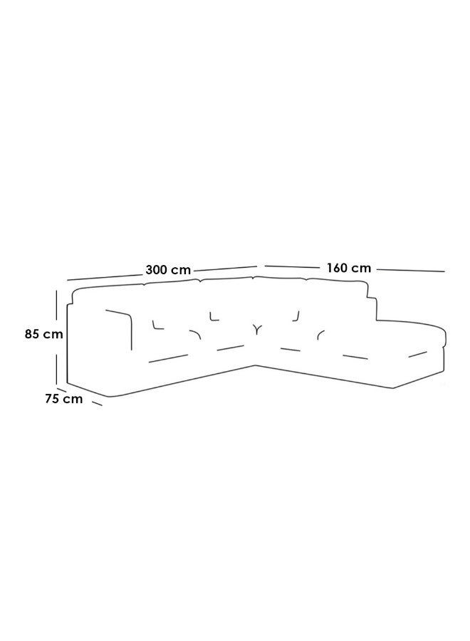 الهوم كنبة زاوية 4 مقاعد شكل حرفL   مقاس 300x160x75x85 سم - رمادي - Image 2