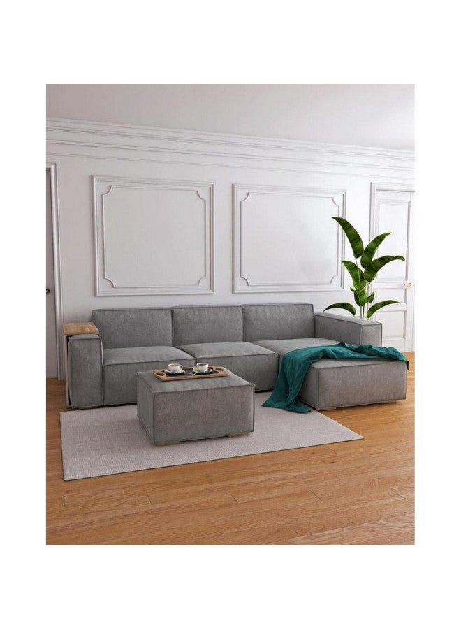 الهوم كنبة زاوية 4 مقاعد شكل حرفL   مقاس 300x160x75x85 سم - رمادي - Image 1