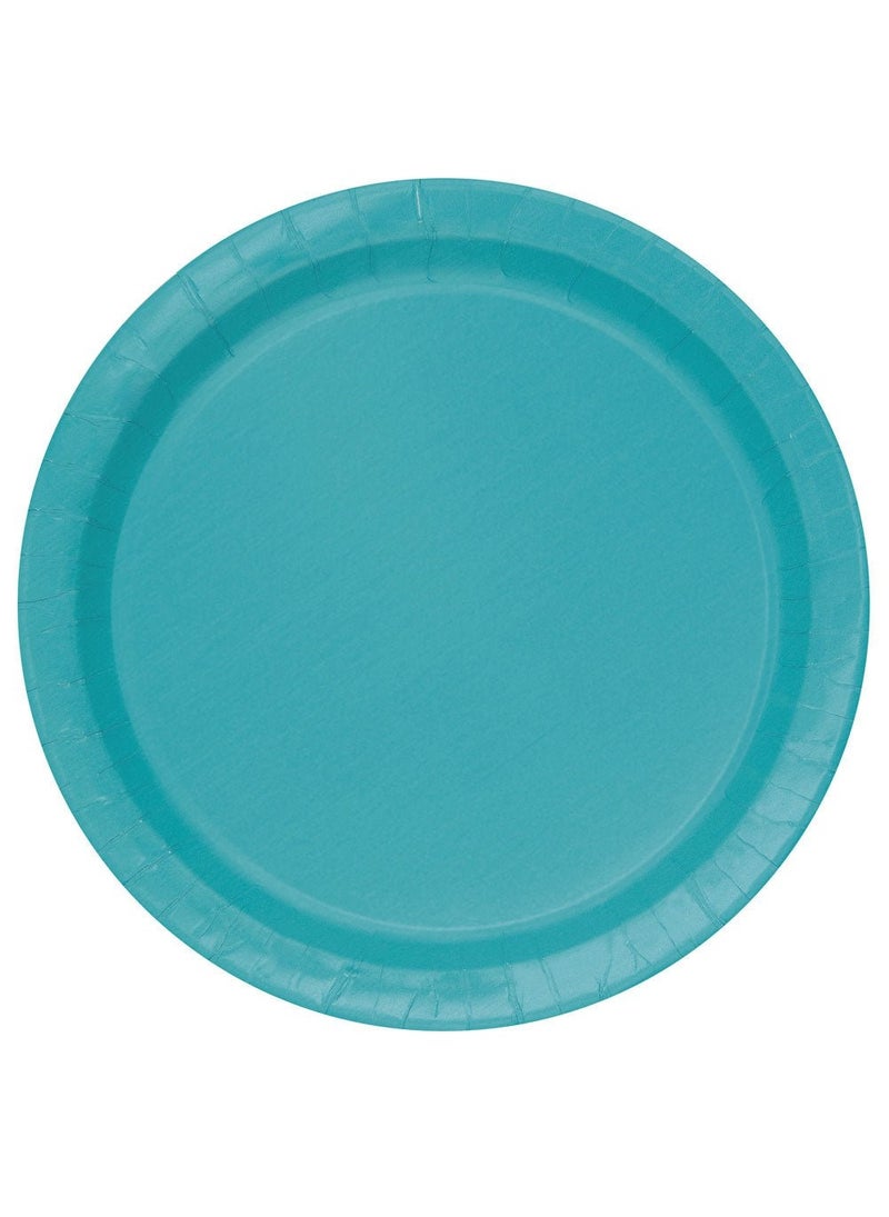 Unique Disposable Paper Plates Pastel Teal 22cm 16-Pack