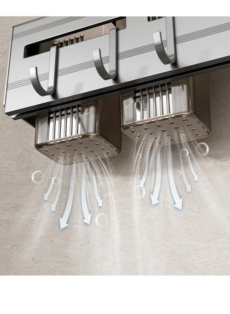 اليسا رف سكاكين المطبخ، حامل سكاكين مثبت على الحائط، رف جدار المطبخ، منظم ملاعق عالي التحمل، حامل أدوات مائدة مع 10 خطافات ورف مناشف، منظم سكاكين متعدد الأغراض للمطبخ، المطعم (60 سم) - Image 2