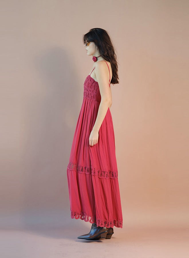 VIRGIO 100% Viscose Maxi Dress Strappy Lace Style - Image 3