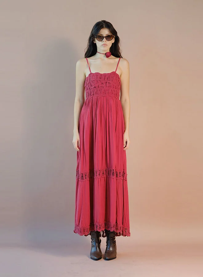 فيرجيو فستان ماكسي فيرجيو فيسكوز بحمالات دانتيل