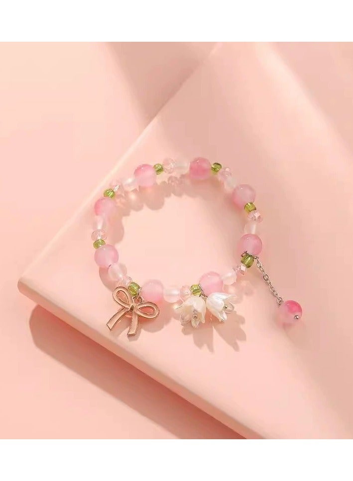 Goolsky Lily of the Valley Gradient Bracelet – Ethereal Beaded Bracelet for Students, Versatile Fairycore Accessory - Image 1