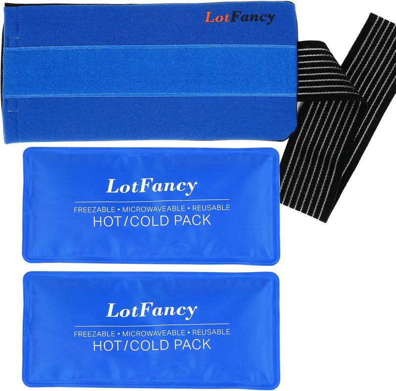 LotFancy Ice Packs for Injuries Reusable 2 Gel Packs Wrap for Knee Head Neck Ankle Wrist Elbow Foot Legs Back Joint Pain Relief Hot Cold Therapy for Surgery Recovery First Aid FSA HSA Eligible - Image 1