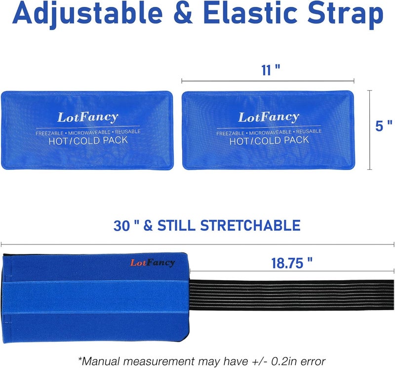 LotFancy Ice Packs for Injuries Reusable 2 Gel Packs Wrap for Knee Head Neck Ankle Wrist Elbow Foot Legs Back Joint Pain Relief Hot Cold Therapy for Surgery Recovery First Aid FSA HSA Eligible - Image 3