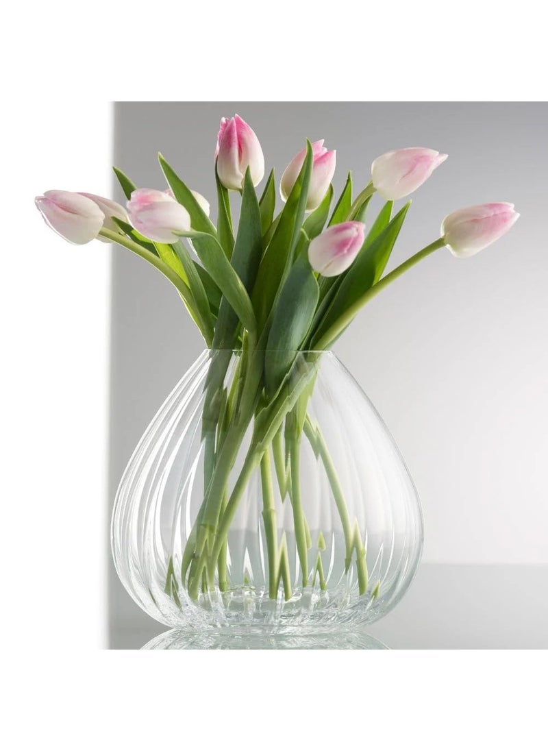 smart serve Bohemia Crystal Waterfall Premium Vase 185MM Crystal Clear Set of 1 Glass Vase for Flower Plants Office Living Room Table Decorations Home Decor Waterfall Glass Vase Classic Lead Free 