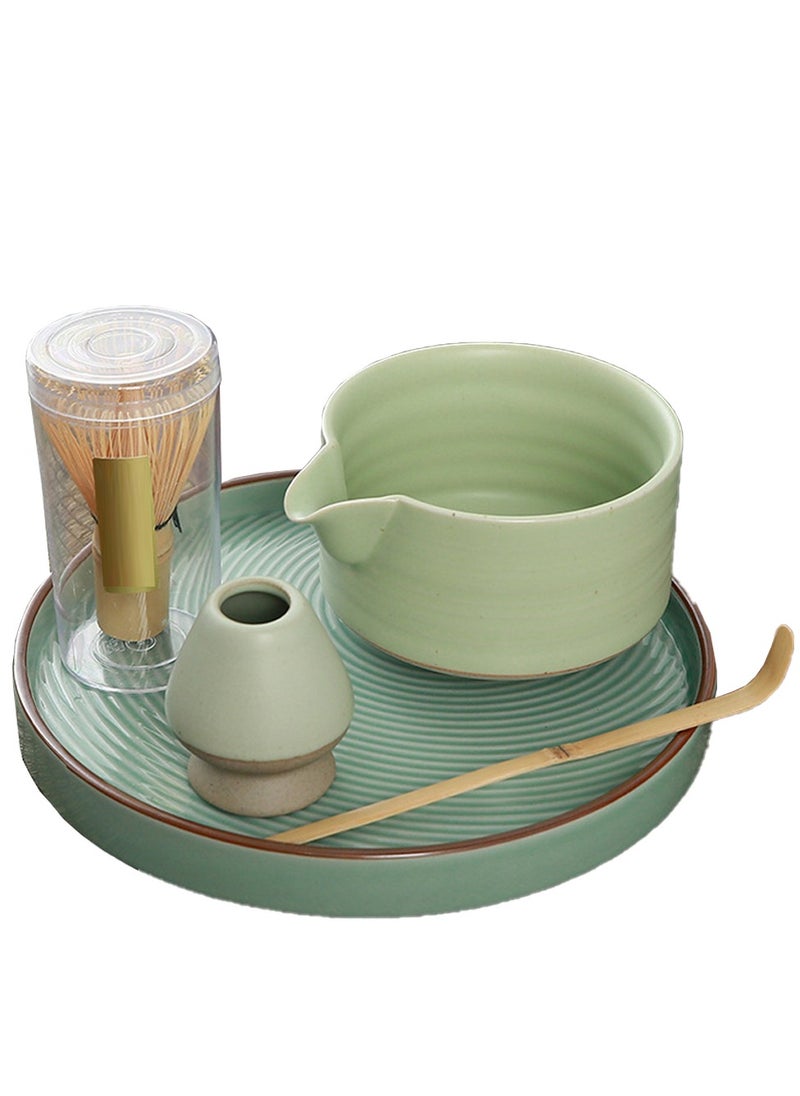 Al Aoyama Japanese Matcha Tea Set-4pcs,   Includes Matcha Bowl , Tea tray , Bamboo Matcha Whisk and Bamboo Scoop, Ceramic Matcha Kit  - Image 1