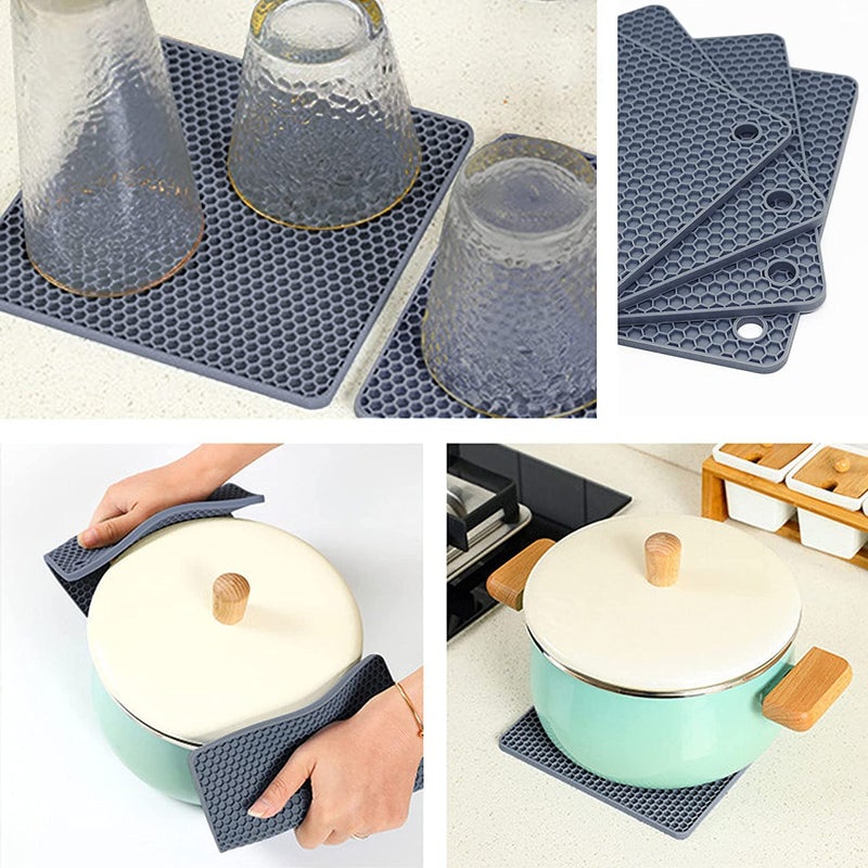 P Plus Fire P Plus Fire Silicone Trivet Mat for Hot Dishes Pot Holder Hot Pad to Portect Your Table and Countertop Silicone Hot Pads for Kitchen Silicone Trivets (Multi, Set of 2)  - Image 4