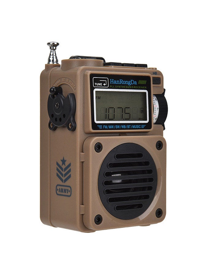 HanRongDa HRD-700 AM FM Radio Music Player Brown