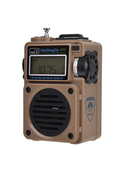 HanRongDa HRD-700 AM FM Radio Music Player Brown