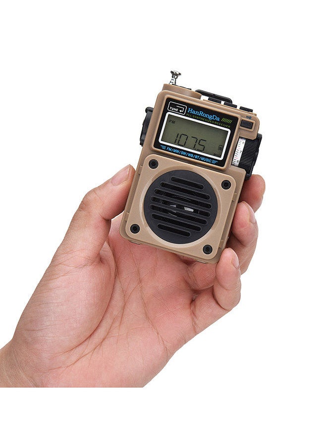 HanRongDa HRD-700 AM FM Radio Music Player Brown