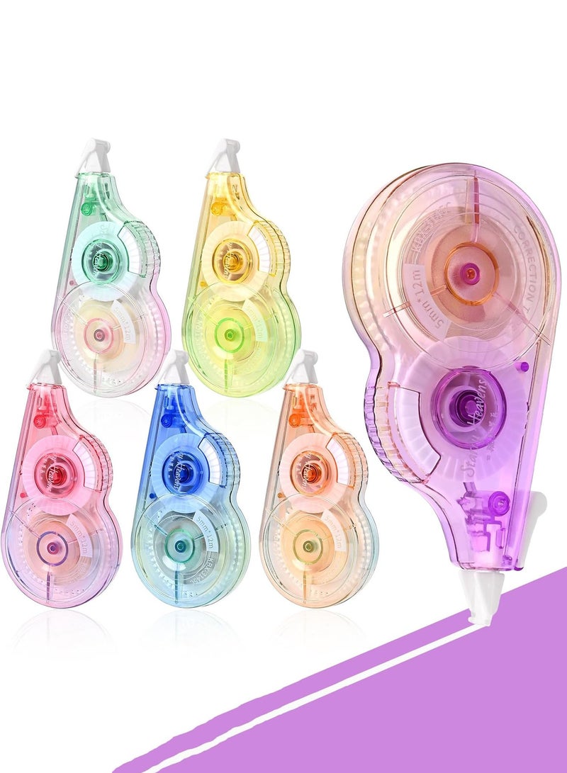 JOYBOS شريط تصحيح، 6 عبوات سهلة الاستخدام لتصحيح فوري للكتابة الخاطئة في أي وقت، للمدرسة والمكتب، سهلة التمزيق، أداة تصحيح أنيقة متينة متدرجة اللون ماكارون - Image 4