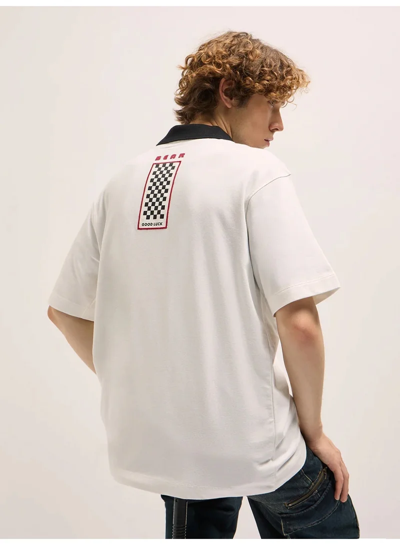 THE BEAR HOUSE  Men's White Logo Tshirt  Perfect For Casual Wear, Gym, Travel, Or Layering Stylish And Versatile Essential For Every Wardrobe for Men | Best Price UAE