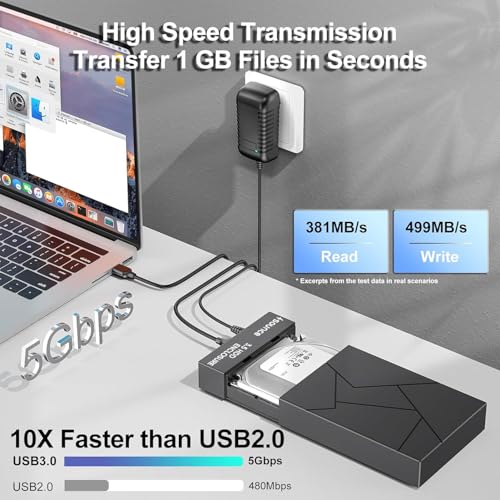 Sounce Type C Hard Drive Enclosure, External Hard Drive Docking Station for 3.5/2.5 Inch SATA Hard Drives/SSD with 16 TB+, Tool-Free HDD Enclosure 12V/2A Power Supply UASP (Black) - Image 2