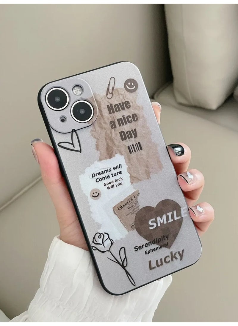 شي إن جراب موبايل انيق بتصميم تحفيزي مليء بالرموز والابتسامات متوافق مع ايفون ١٣ - Image 1