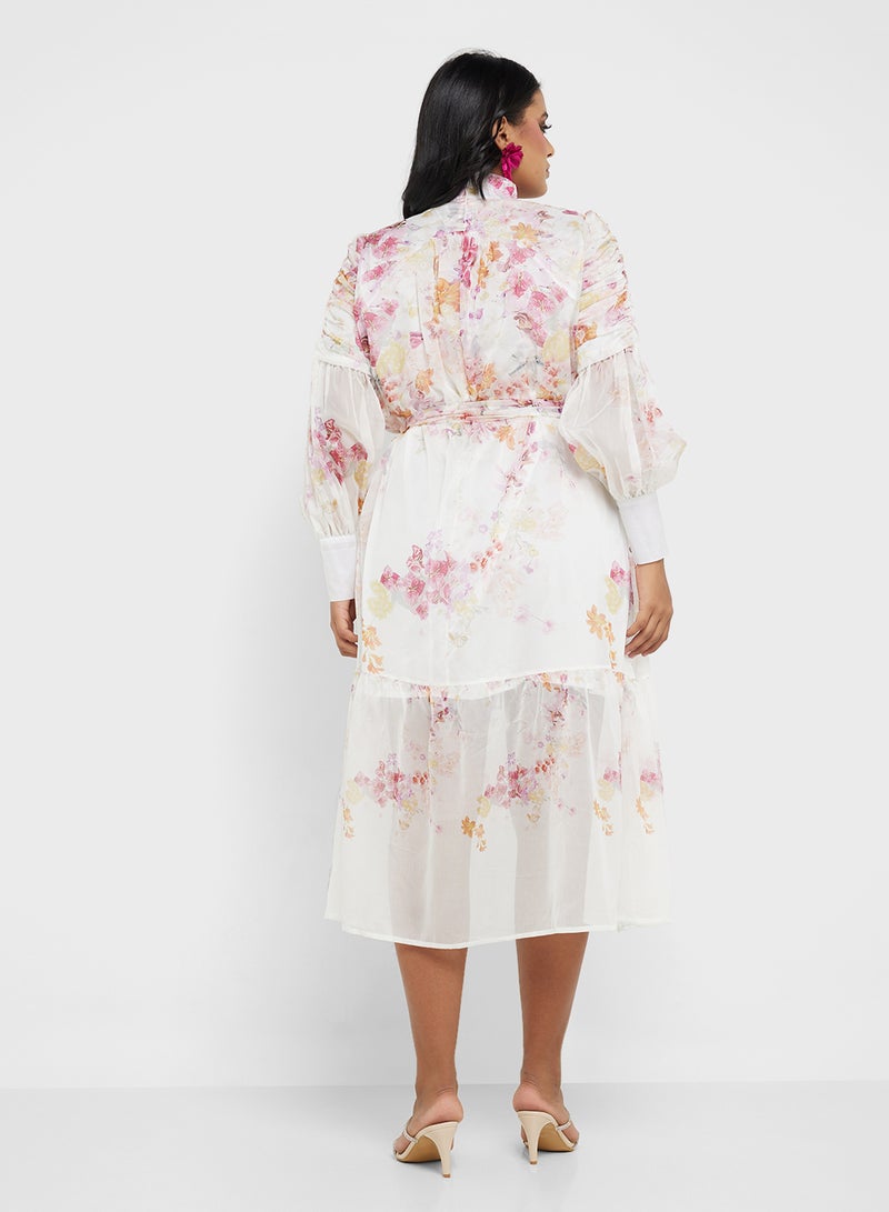 Khizana Floral Chiffon Midi Dress - Image 2